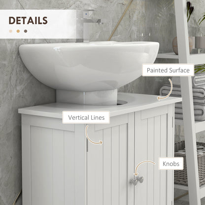 Bathroom Vanity, 24" Pedestal Sink Bathroom Vanity Furniture with 2 Doors and Shelf, White