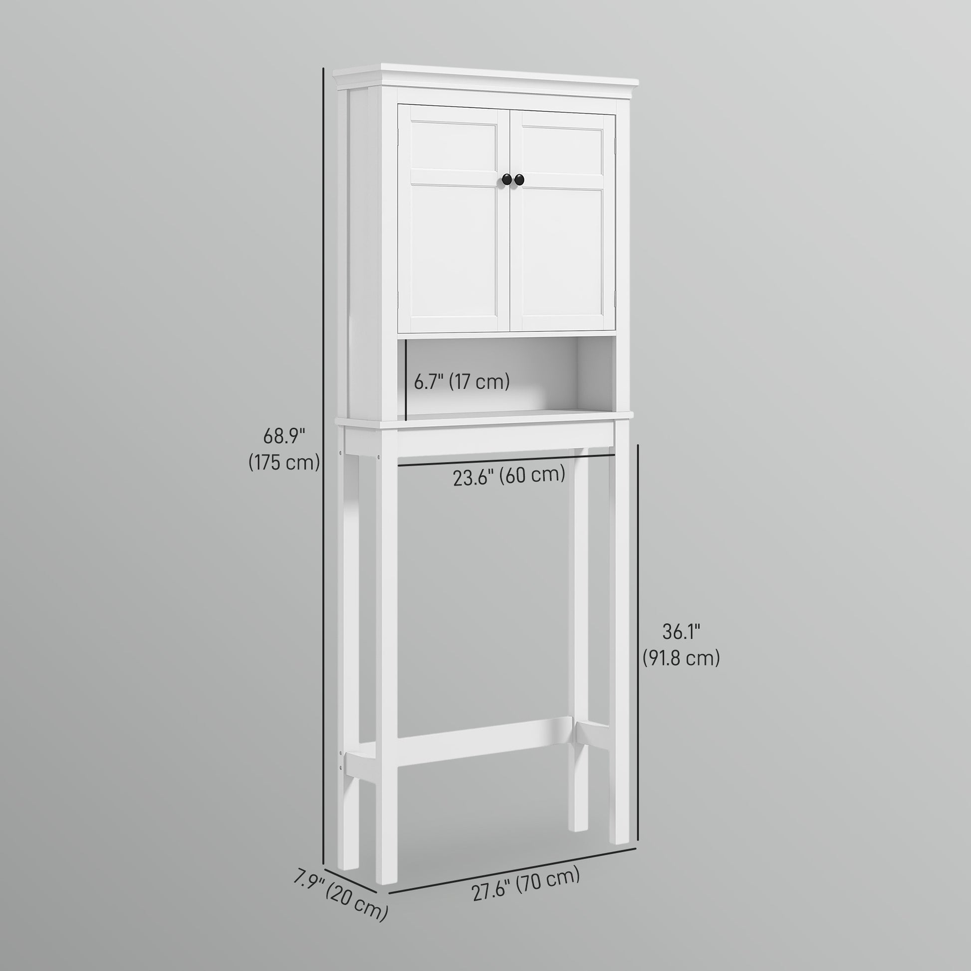 3-Tier Over Toilet Storage Unit Washing Machine Cabinet Dryer Cabinet with Adjustable Shelf for Bathroom, Laundry