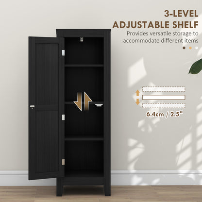 Kitchen Pantry Storage Cabinet with Adjustable Shelves, Small Storage Cabinet with Door and Shelves, Black