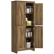 72" Freestanding Storage Cabinet, Kitchen Pantry Cabinet with Doors and Shelves for Dining Room, Brown