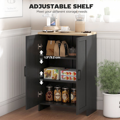Modern Storage Cabinet with Doors and Adjustable Shelf for Kitchen, Living room, 23.6" x 11.8" x 35.4", Black