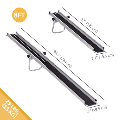 Telescopic Wheelchair Ramp, 8ft, 600 lbs, Aluminium Threshold Ramp, 2 Pack, for Home Steps, Mobility Scooters, Stairs