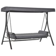 3 Person Porch Swing Bench with Adjustable Canopy, Cushions, Pillows for Porch and Backyard, Dark Grey