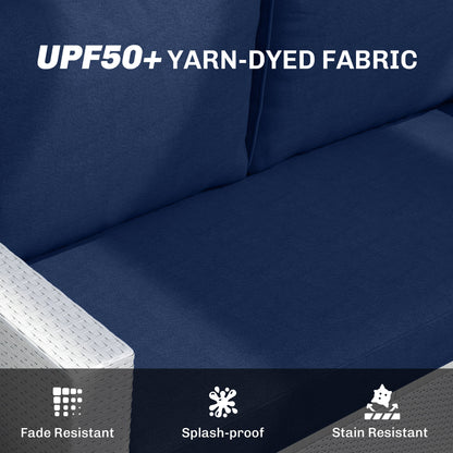 Outdoor Seat Cushions with Backrest, Loveseat Double Sofa Outdoor Furniture Cushions, Navy Blue