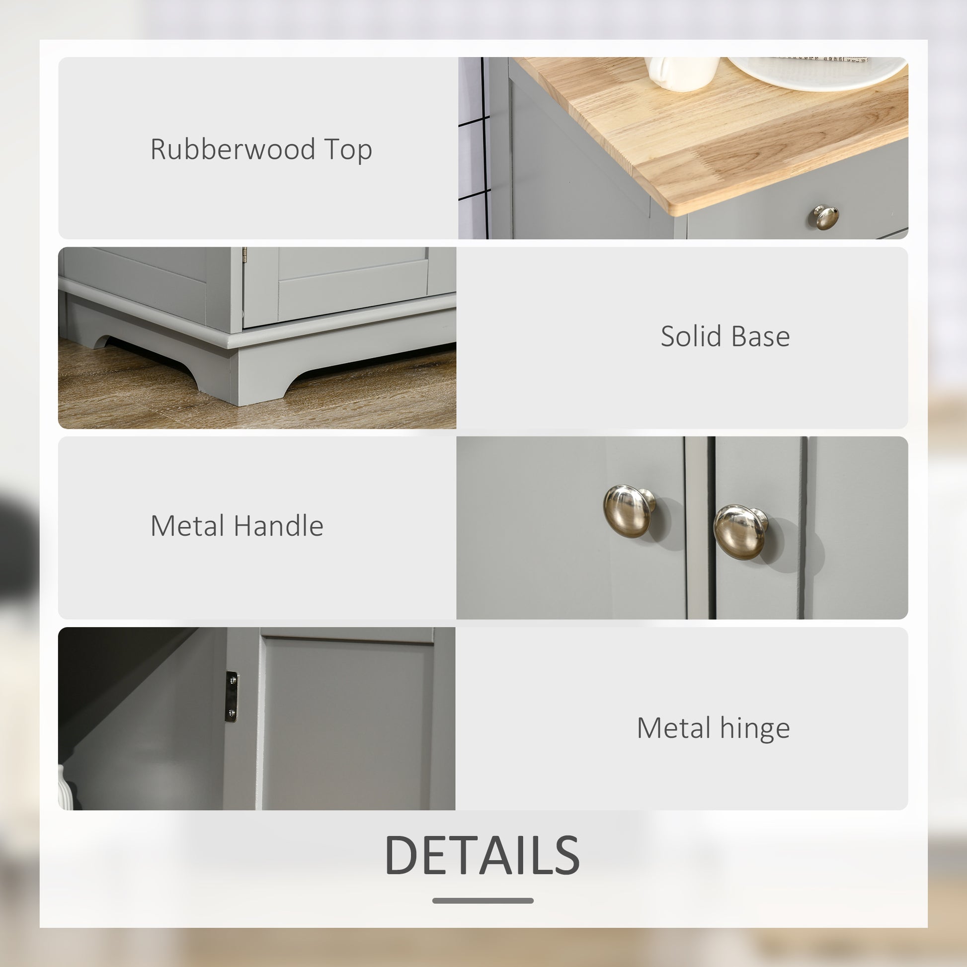 Modern Sideboard, Buffet Cabinet with Storage Cabinets, Drawers and Adjustable Shelves for Living Room, Grey