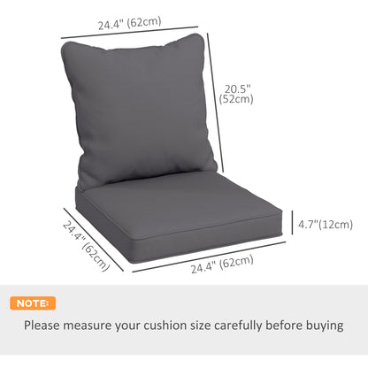 Seat Cushion Back Pillows Replacement Set of 2, Patio Chair Cushions Set for Indoor Outdoor, Dark Grey