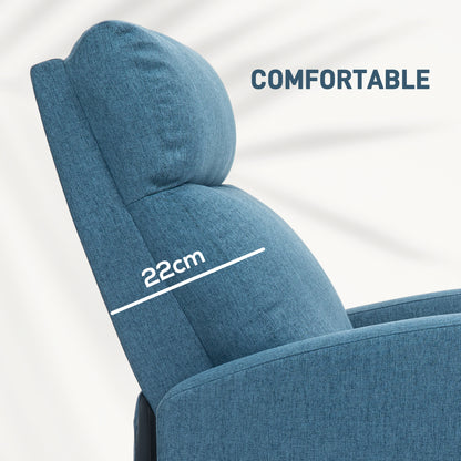 Fabric Recliner Chair Manual Home Theater Seating Single Reclining Sofa Chair with Padded Seat for Living Room, Blue