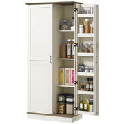 70" Tall Kitchen Pantry Cabinet with Door Shelves and Adjustable Shelves, Cream White