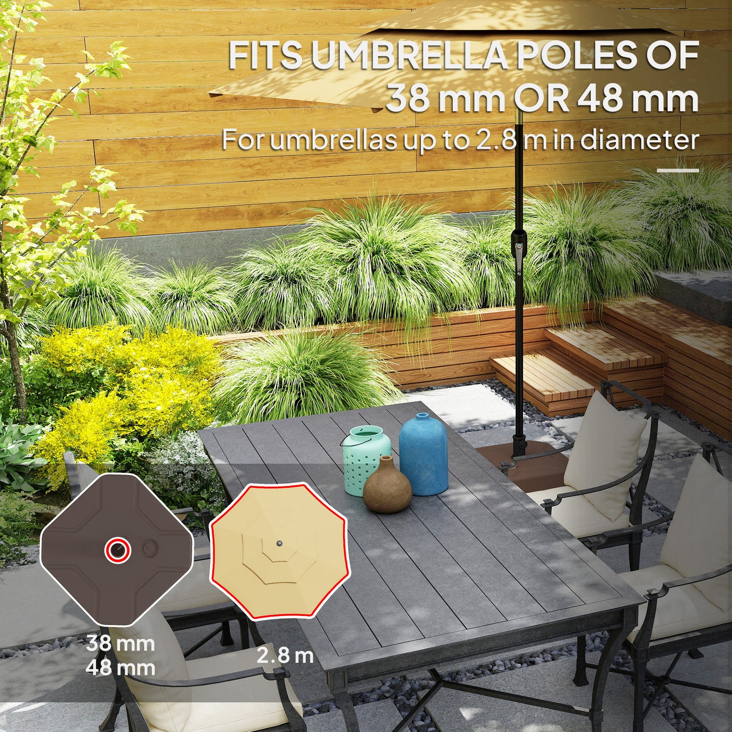 Square Patio Umbrella Base Holder, Outdoor Umbrella Stand, 17.7" L x 17.7" W x 9.8" H Brown