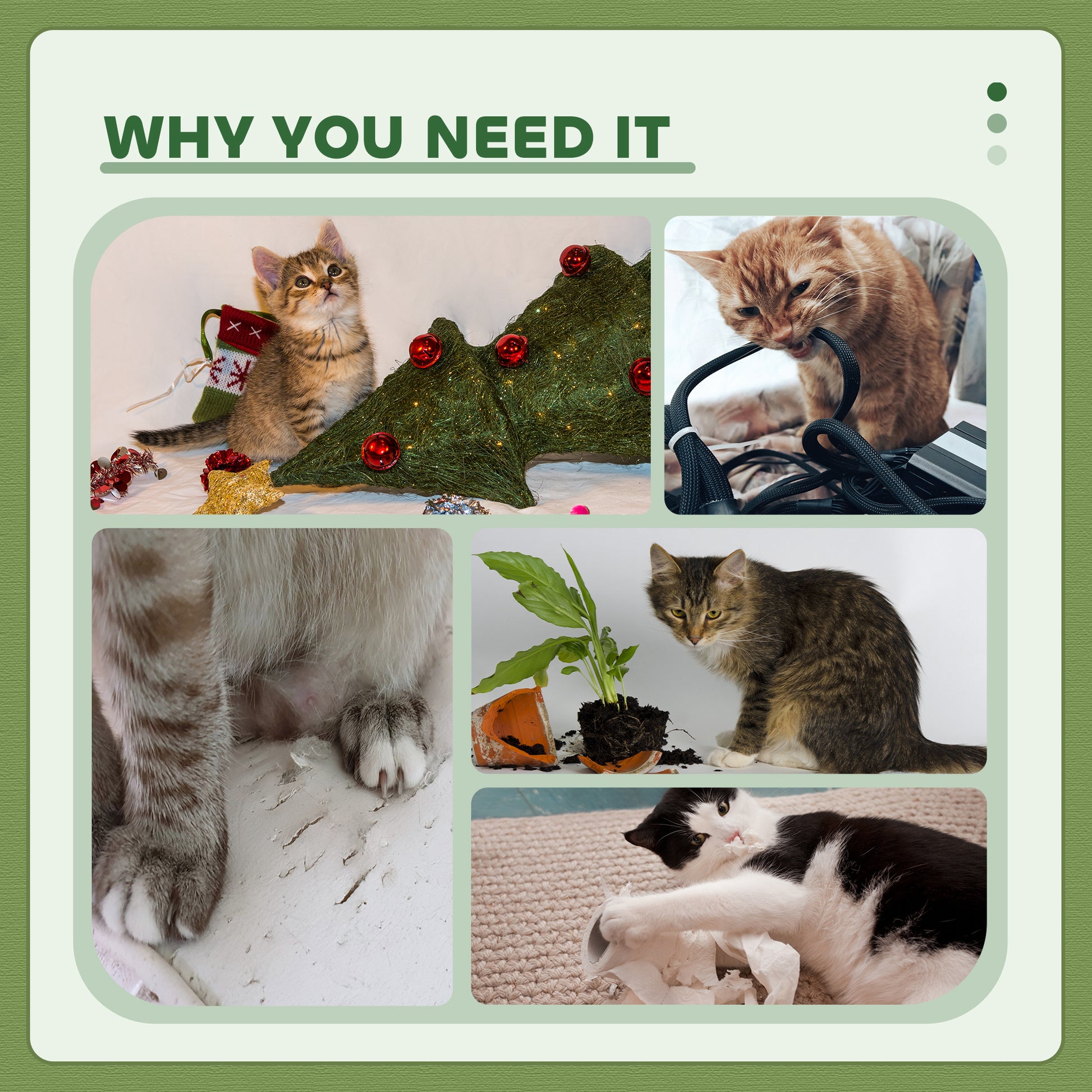 47" Tall Cat Tree Tower with Condo, Ladder, Scratching Posts and Hanging Ball, Green
