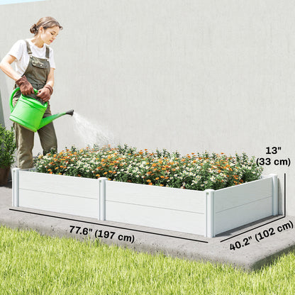 Vinyl Raised Garden Bed Kit, 6.5 x 3 x 1ft Elevated Garden Box with Divider and Open Bottom, White