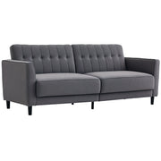 Convertible Bed with Couch, Button Tufted Fabric Sofa Bed with Adjustable Back for Living Room, Charcoal Grey