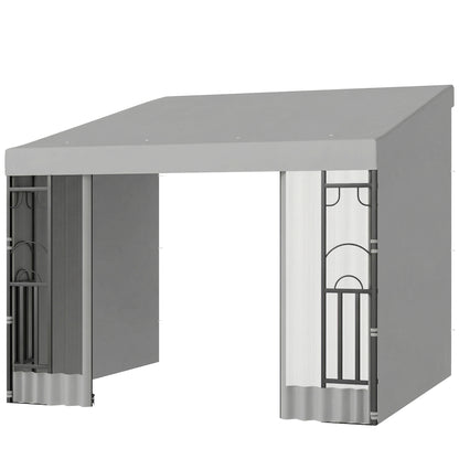 10' x 10' Wall Pergola, Outdoor Gazebo with 2 Curtains and 2 Nettings, UV Resistant, for Patio, Deck, Light Grey