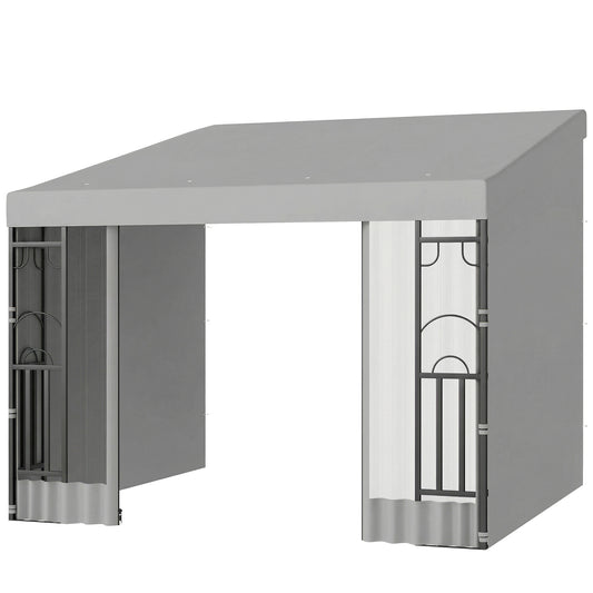 10' x 10' Wall Pergola, Outdoor Gazebo with 2 Curtains and 2 Nettings, UV Resistant, for Patio, Deck, Light Grey