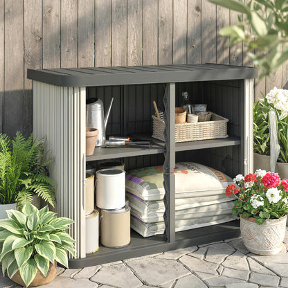 127 Gallon Outdoor Storage Cabinet, UV Resistant Garden Storage Container for Patio, Porch, Poolside, Grey