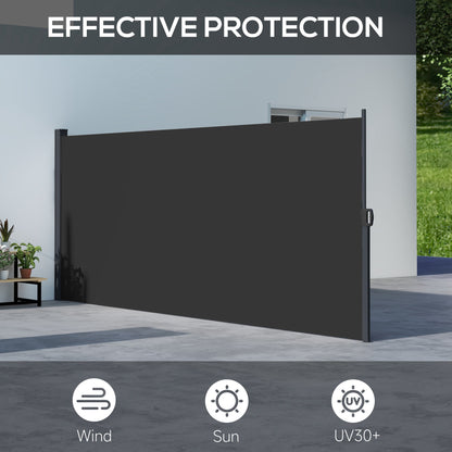 13' x 5' Retractable Side Awning, Outdoor Privacy Screen for Garden, Hot Tub, Balcony, Terrace, Pool, Black