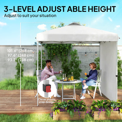 8 x 8 ft Pop Up Canopy with 1 Sidewall, Carry Bag and 4 Sand Bags, Height Adjustable Instant Sun Shelter, White