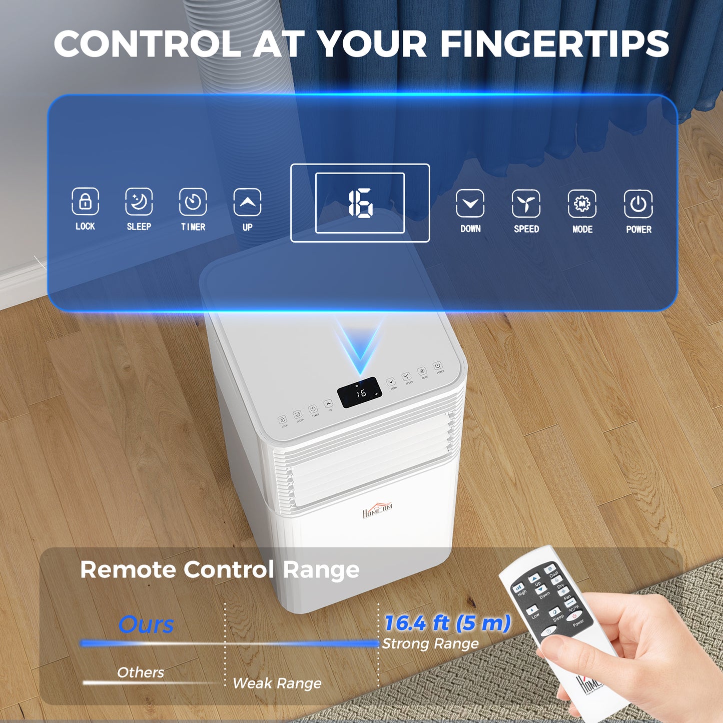 10000 BTU Portable Air Conditioner with Fan & Dehumidifier Mode, Quiet AC Unit with Remote Control, 24-Hour Timer, White