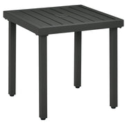Outdoor Side Table, Patio End Table with Umbrella Hole, Small Coffee Table with Steel Frame for Balcony, Gray