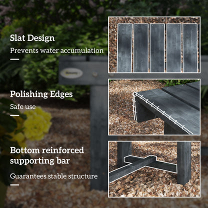 Outdoor Garden Bench, Backless Patio Fir Wood Stool, Armless Loveseat, 43.25" x 15" x 13.75", Grey