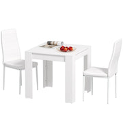 Dining Table Set for 2, Square Kitchen Table and Chairs, Dining Room Table and PU Leather Upholstered Chairs, White