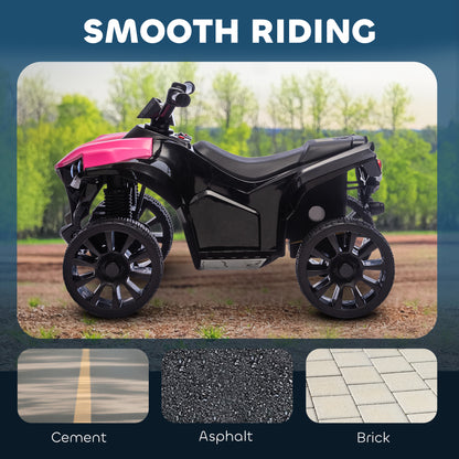 Qaba 6V Kids ATV, 4 Wheeler Electric Ride on Car with Music and LED Headlights, for Ages 37-72 Months Boys and Girls, Pink