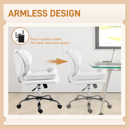 Criss Cross Chair, Swivel Wide Office Chair with Leathaire Upholstery, Tilting, No Arm, White