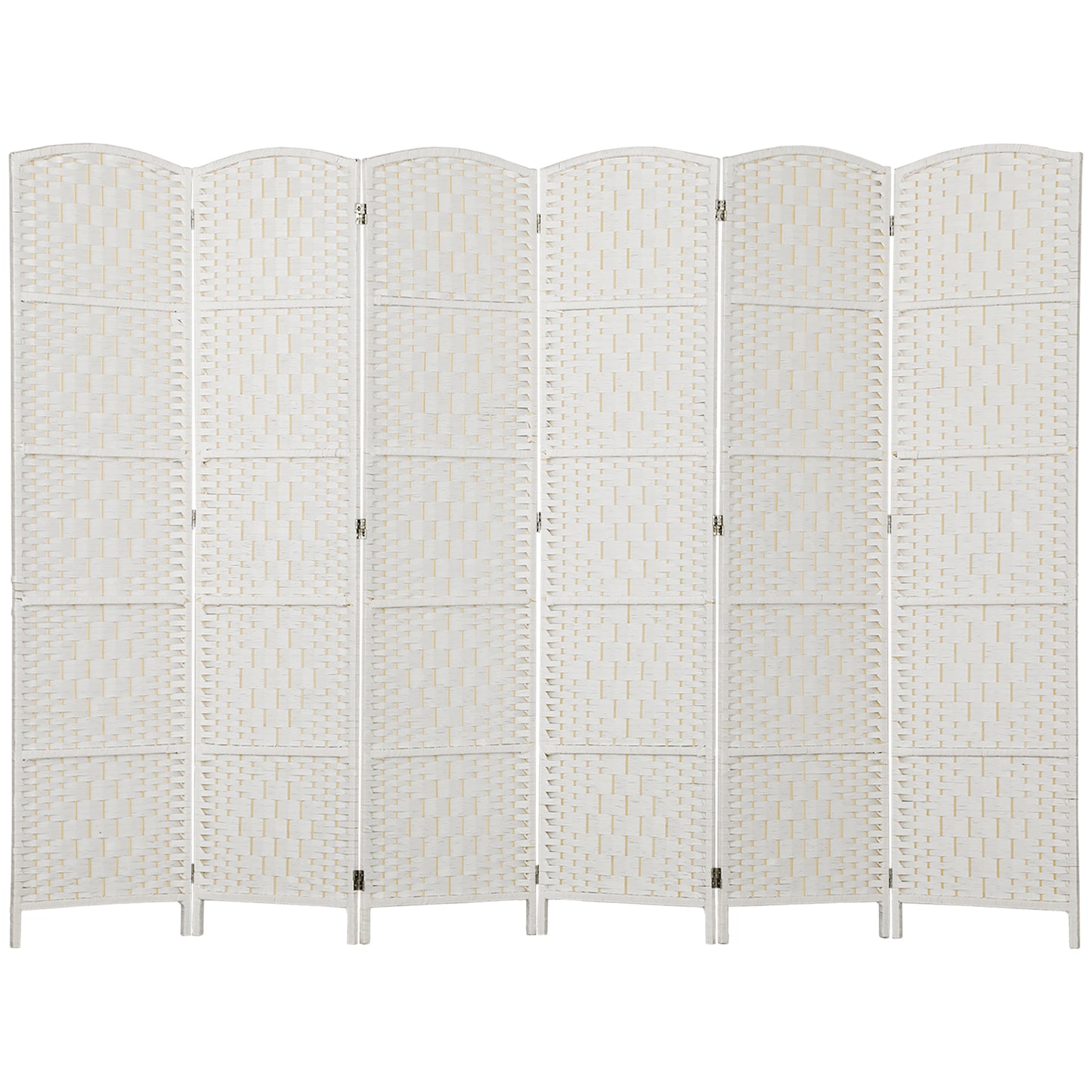 6ft Folding Room Divider, 6 Panel Wall Partition with Wooden Frame for Bedroom, Home Office, White