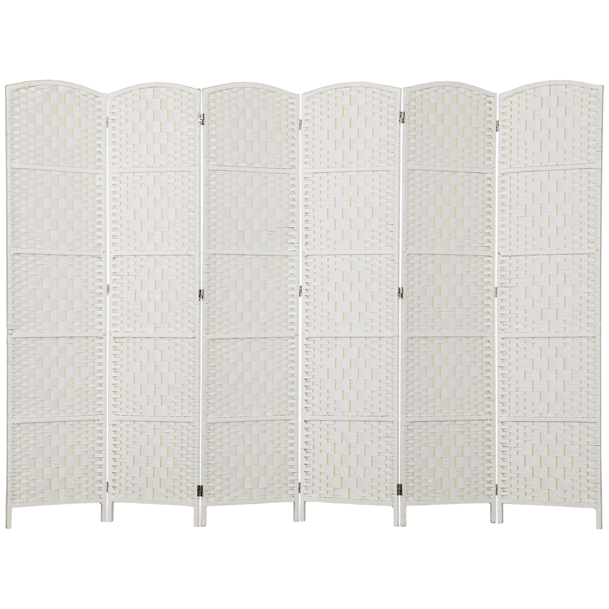 6ft Folding Room Divider, 6 Panel Wall Partition with Wooden Frame for Bedroom, Home Office, White