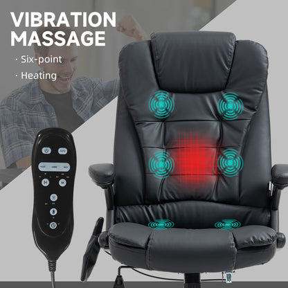 Executive Massage Chairs Heated High Back Reclining Office Chair Swivel Leather Adjustable Vibrating Furniture Black