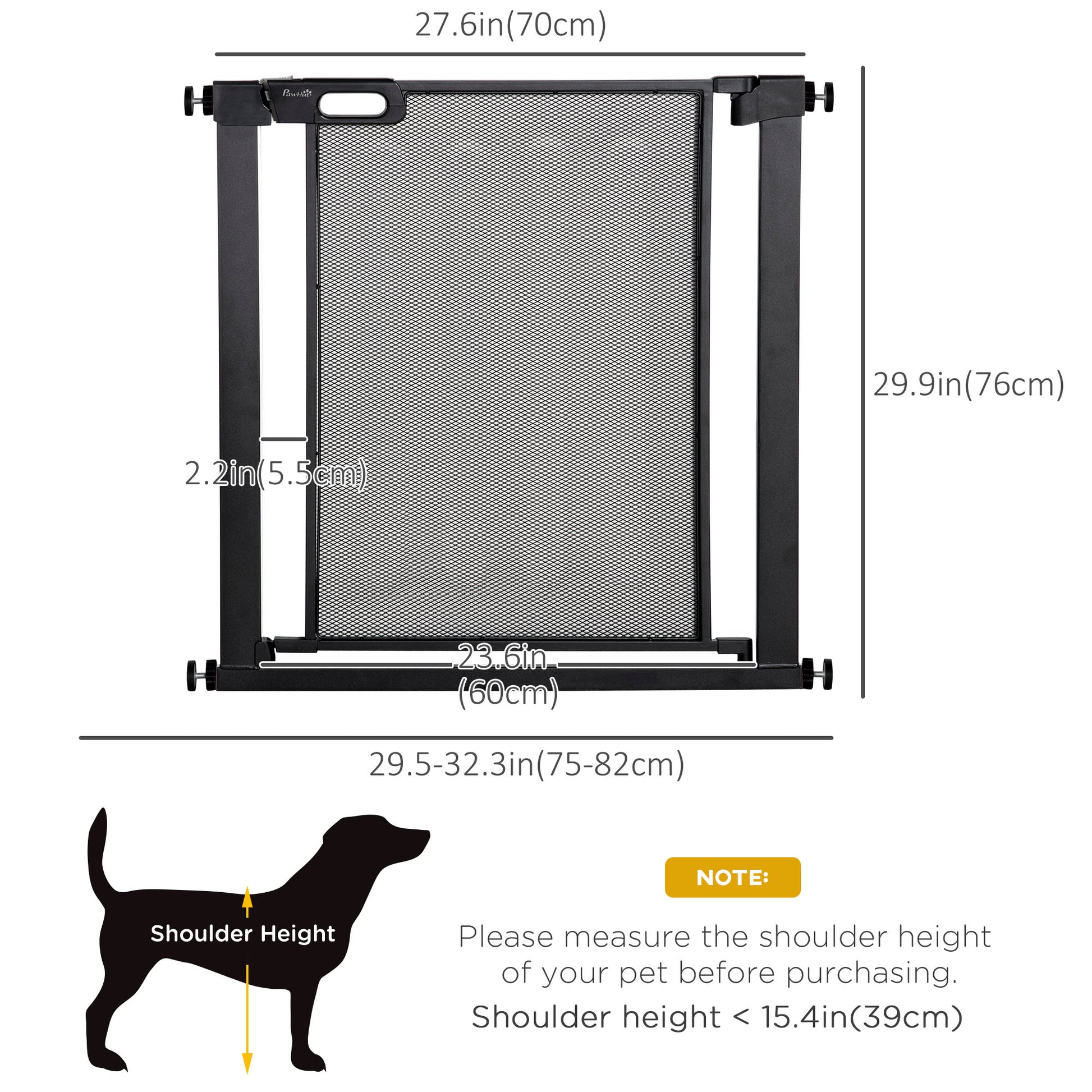 29.5"-32.3" Metal Pet Gate, w/ Auto Closing Door, Double Locking, Dog Gate for Doorways, Stairs, Hallways, Indoor/Outdoor, Black