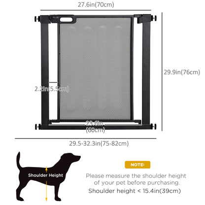 29.5"-32.3" Metal Pet Gate, w/ Auto Closing Door, Double Locking, Dog Gate for Doorways, Stairs, Hallways, Indoor/Outdoor, Black