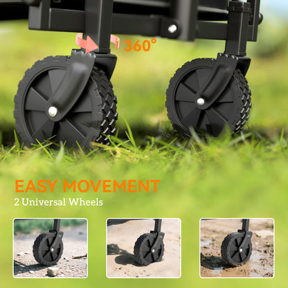 Collapsible Folding Garden Cart, Heavy Duty Lawn Wagon with Universal Wheels and Adjustable Handle, Grey