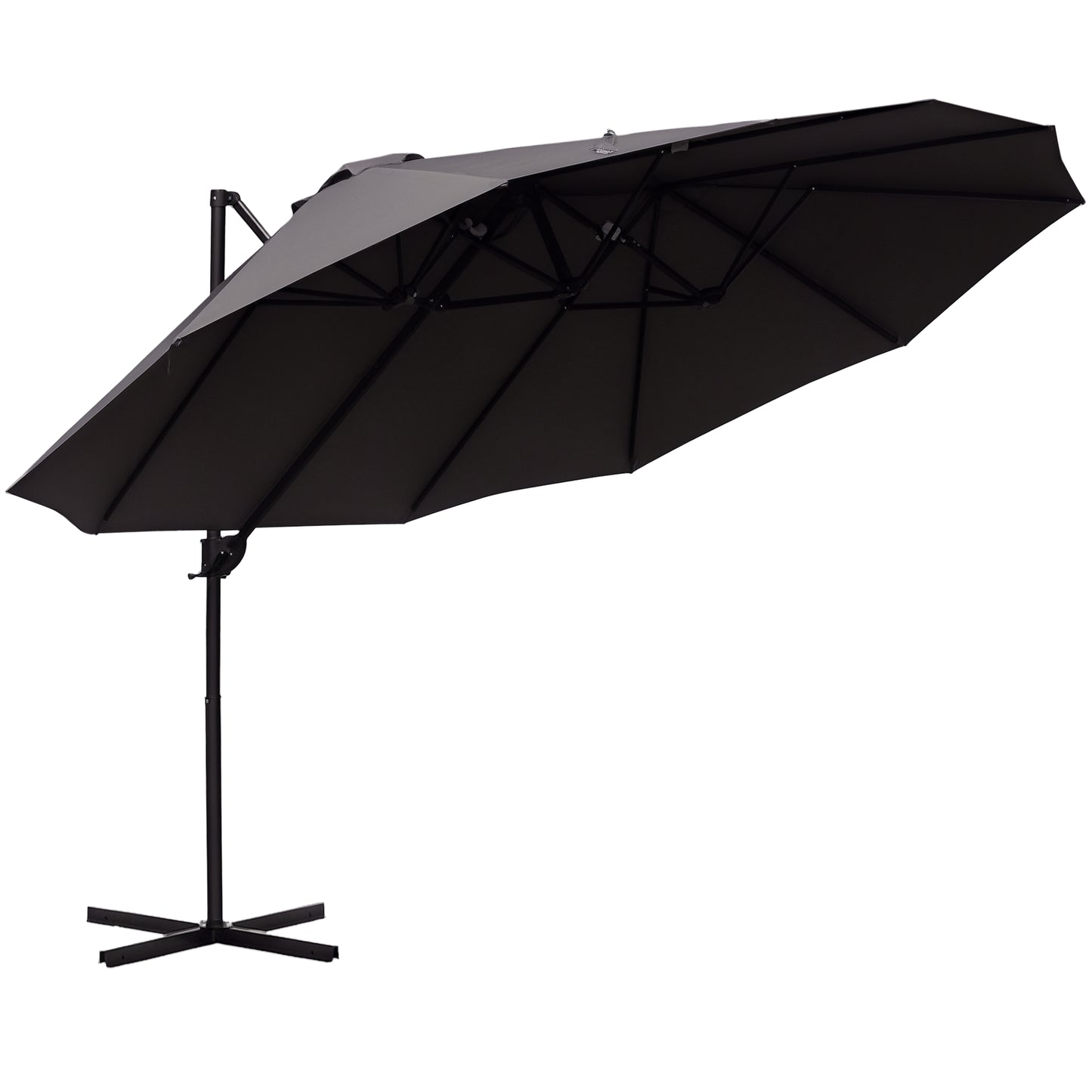 Outdoor Patio Umbrella Offset Cantilever Umbrella with Twin Canopy Sunshade Umbrella with Lift Crank Grey