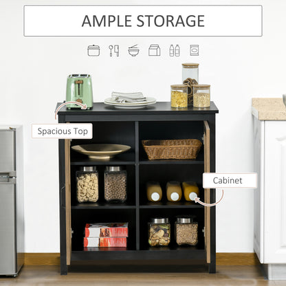 Kitchen Sideboard, Glass Door Buffet Cabinet, Accent Storage Cabinet with 2 Glass Doors and Adjustable Shelf for Dining Room, Living Room, Black Wood Grain