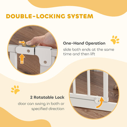 30"- 57" Easy Install Pet Gate w/ Door & Double Locking System, Extra Wide Dog Gate for Stairs, Hallways, White