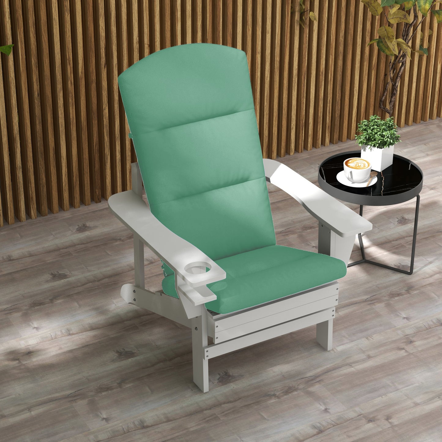 Patio Chair Cushion for Adirondack Chairs Replacement Cushion with Back and Ties, Green