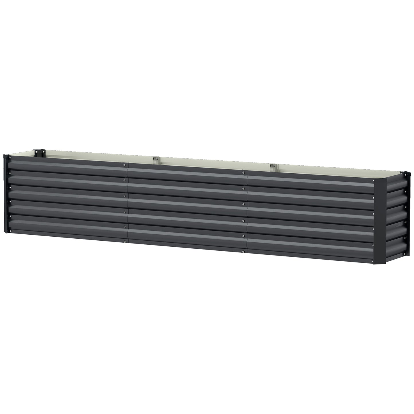 8 x 1.3 x 1.5ft Galvanized Raised Garden Bed, Reinforced Outdoor Planter Box with Open Bottom, Dark Grey