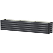 8 x 1.3 x 1.5ft Galvanized Raised Garden Bed, Reinforced Outdoor Planter Box with Open Bottom, Dark Grey