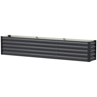 8 x 1.3 x 1.5ft Galvanized Raised Garden Bed, Reinforced Outdoor Planter Box with Open Bottom, Dark Grey