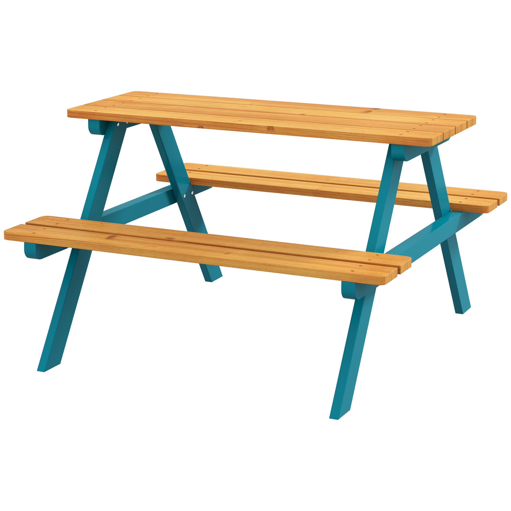 Kids Outdoor Table Set Wooden Toddler Picnic Table and Benches for 4 Kids 3-8 Years, Easy Installation, Natural Wood