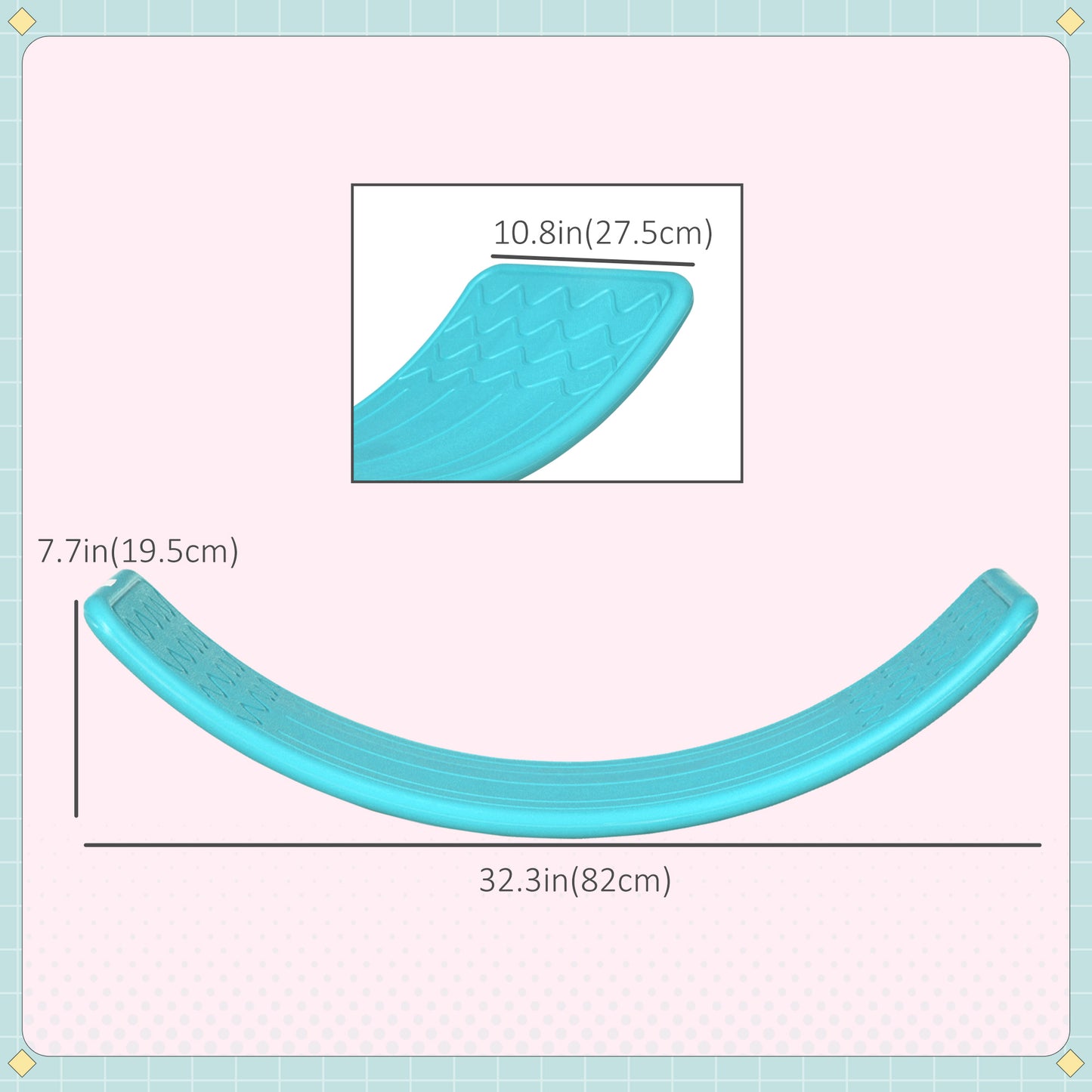 Qaba 32.3" Balance Board, Wobble Board Kids Curvy Rocker Board, Ended Preschool Learning Montessori Waldorf Toy, Ages for 3-6 Years Old, Blue