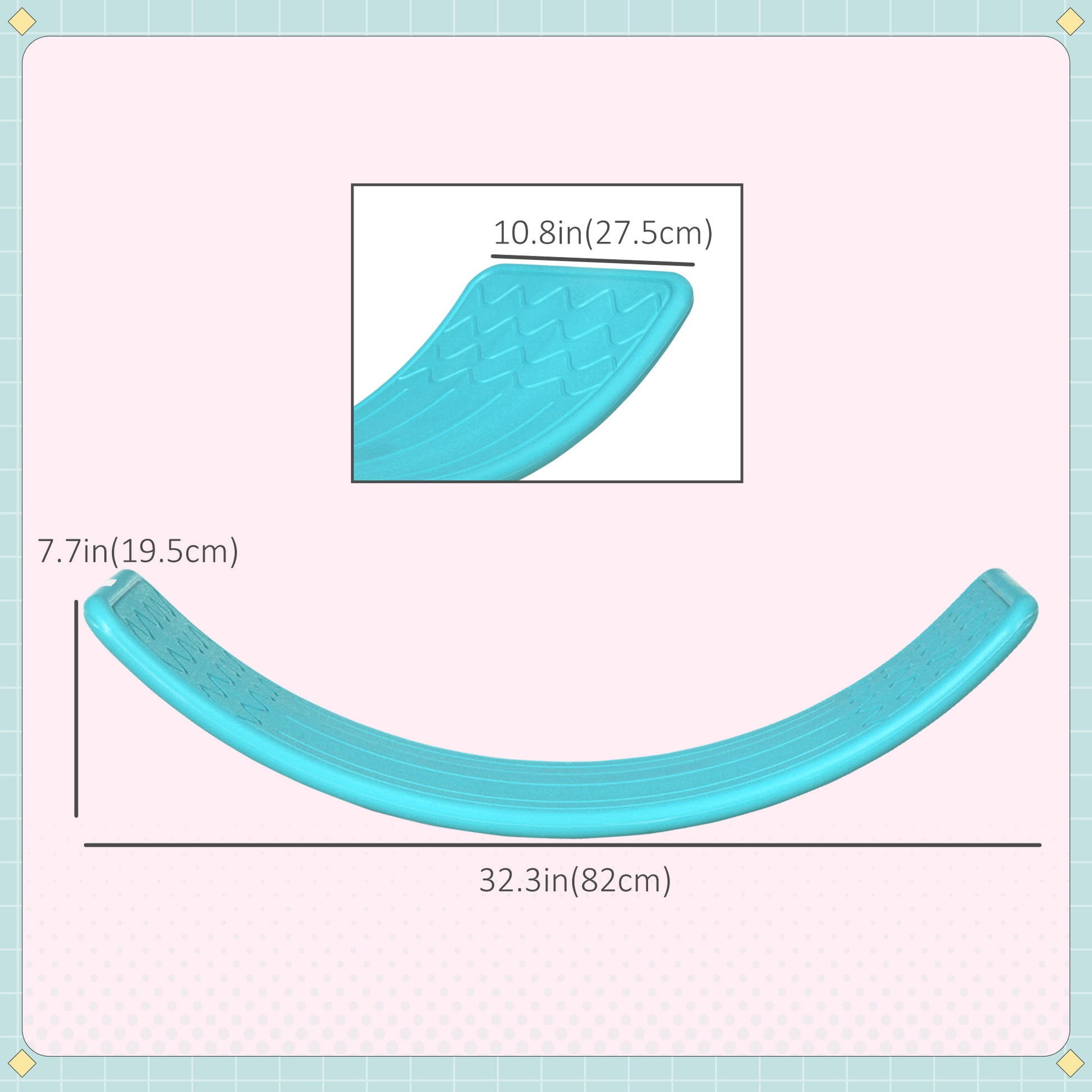 Qaba 32.3" Balance Board, Wobble Board Kids Curvy Rocker Board, Ended Preschool Learning Montessori Waldorf Toy, Ages for 3-6 Years Old, Blue