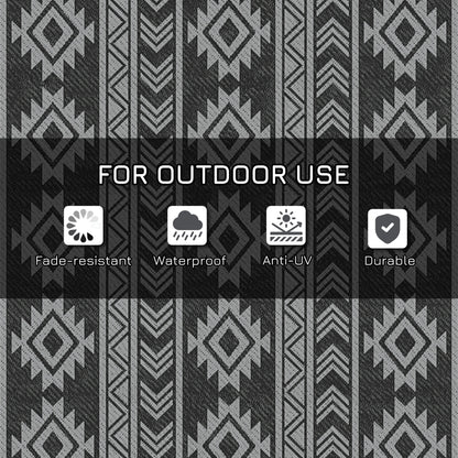 Reversible Outdoor RV Rug, Patio Floor Mat, 6' x 9' Plastic Straw Rug for Backyard, Deck, Beach, Camping, Black & Grey