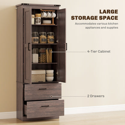 67" Tall Kitchen Pantry Storage Cabinet, Kitchen Pantry Cabinet with Doors, Drawers and Adjustable Shelves