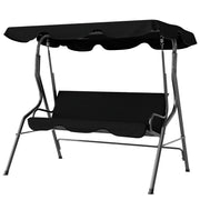 Outdoor Porch Swing with Adjustable Canopy, 3-Seater Patio Swing Chair with Cushion, Black