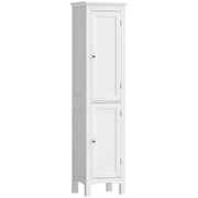 Tall Bathroom Cabinet, Freestanding Storage Organizer with Adjustable Shelves and Cupboards, 15" x 13" x 63", White