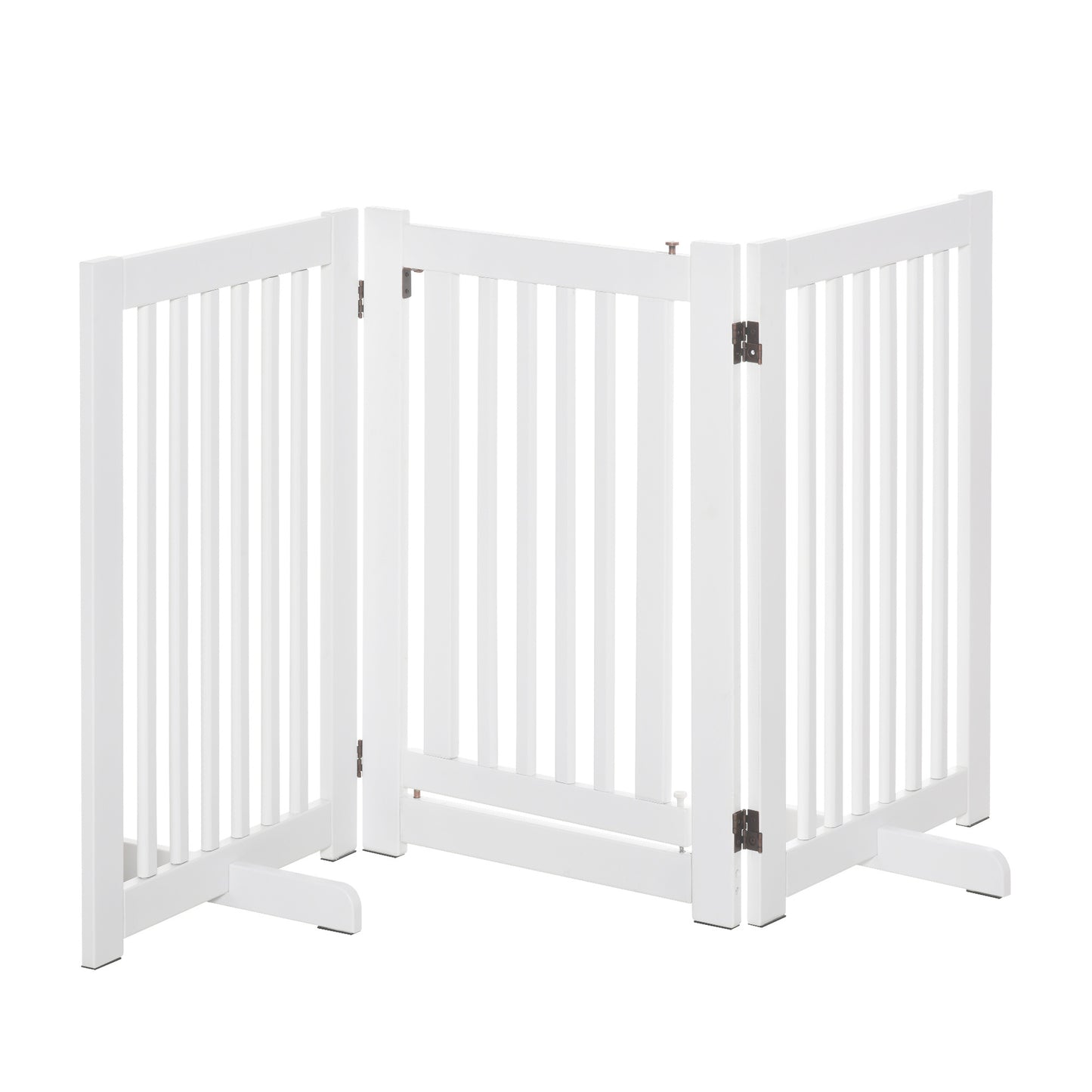 Free Standing Wood Pet Gate Indoor Dog Barrier 3 Panel Folding Z Shape Doorway
