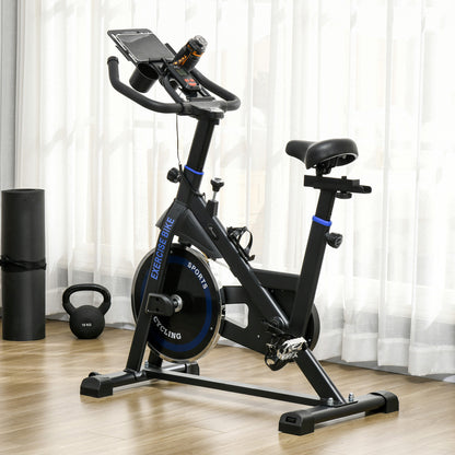 Soozier Adjustable Upright Stationary Exercise Bike w/ LCD Display, Indoor Cycling Bike for Home w/ Adjustable Resistance, Black