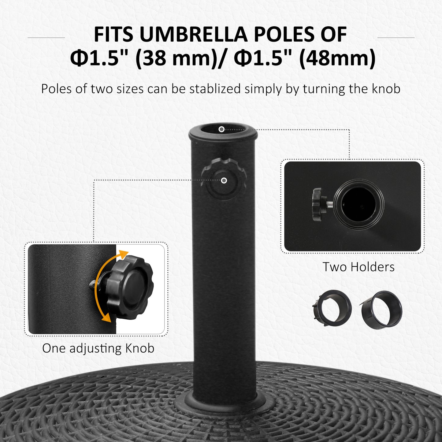 20.5" Round Parasol Base Resin Patio Umbrella Base Garden Parasol Holder Outdoor Offset Weight Stand with Wheels Black